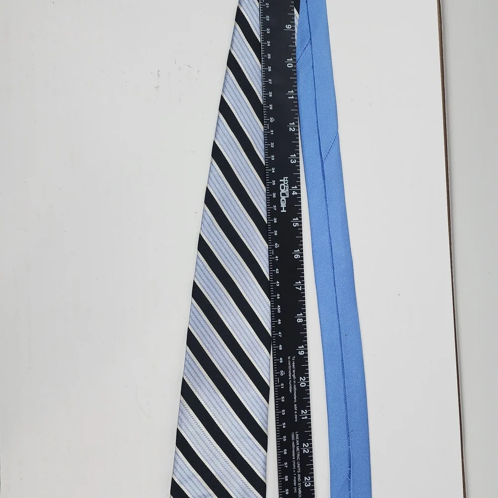 Tommy Hilfiger Striped Silk Ties in Light Blue, Black & Rust‎
